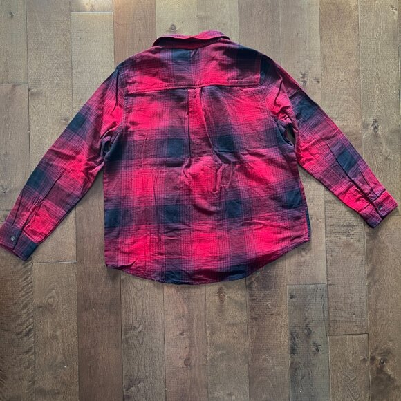 Madison Grey Women Red Plaid Button Down Collared Flannel Shirt, Size L - NWT - Picture 10 of 11